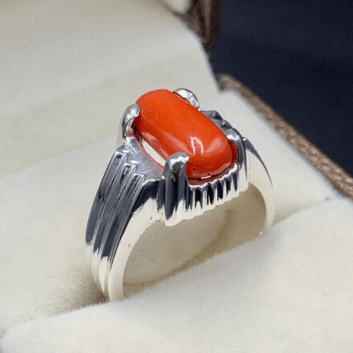 RATAN BAZAR 7.25 Carat Natural Red Coral Stone Ring In Gold Plated Alloy  Coral Gold Plated Ring Price in India - Buy RATAN BAZAR 7.25 Carat Natural  Red Coral Stone Ring In