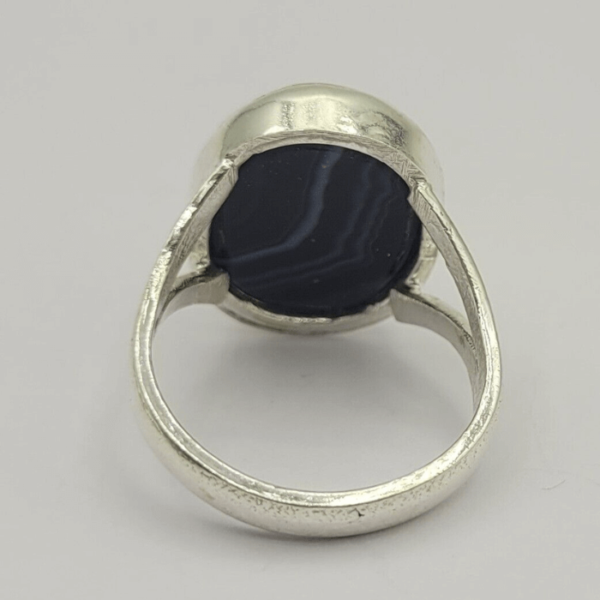 Natural Black Sulemani Hakik Agate Gemstone Ring