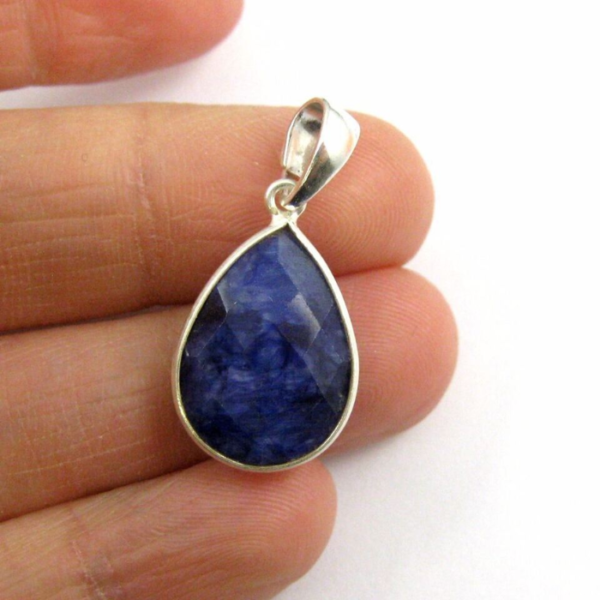 Blue Sapphire Gemstone Teardrop Pendant