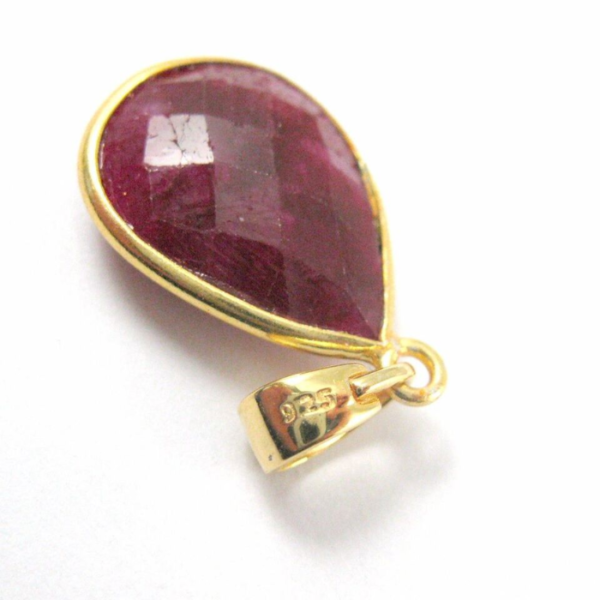 Ruby Bezel Gemstone Teardrop Pendant