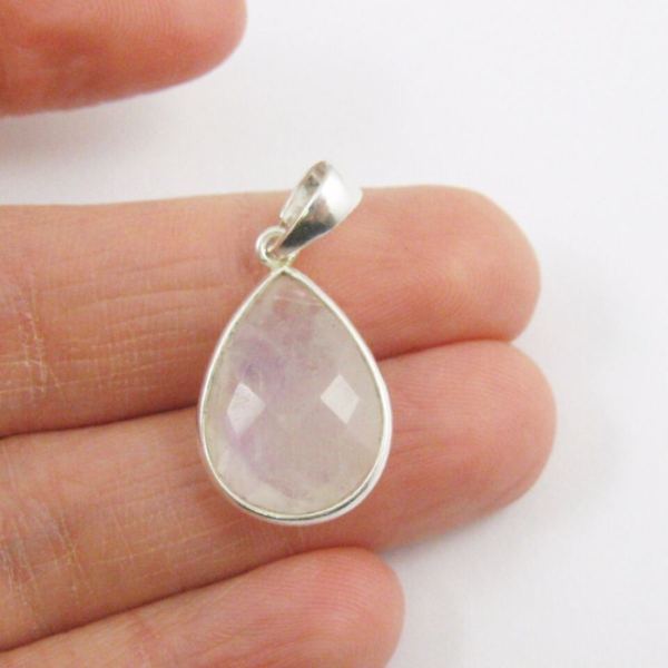 Bezel Moonstone Gemstone Pear Pendant