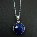 Round Blue Sapphire Gemstone Pendant