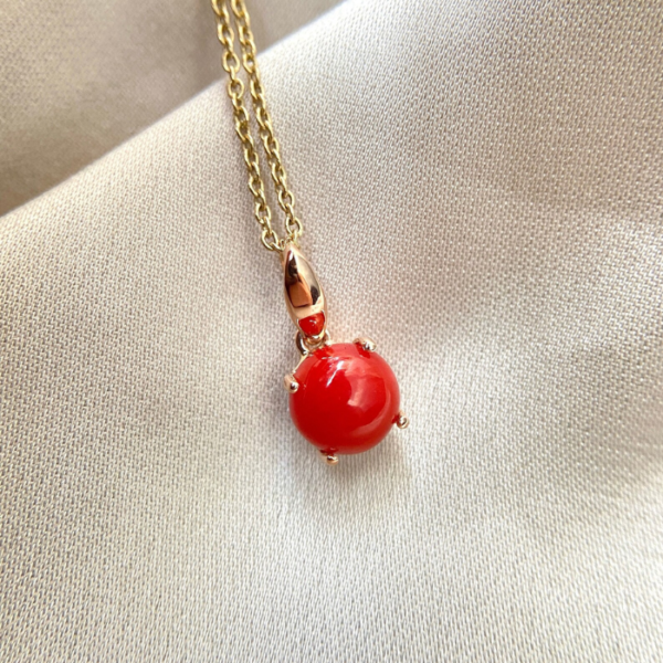 Natural Red Italian Coral Charm Pendant