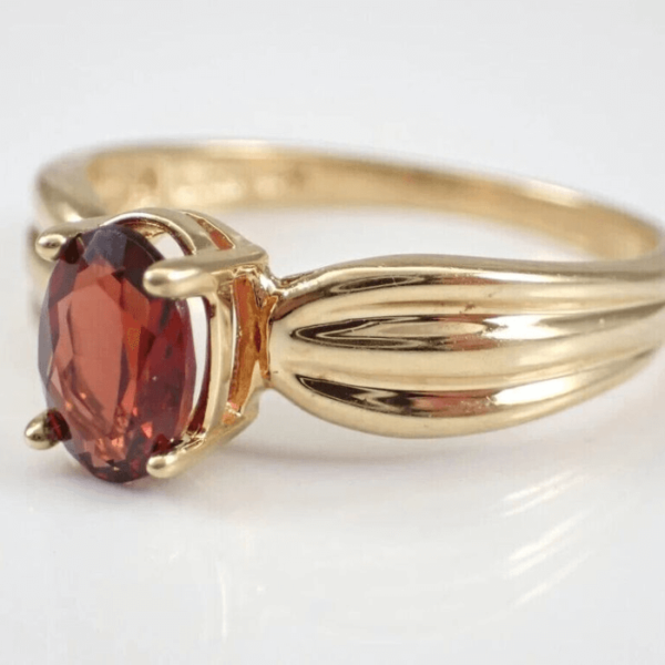 Garnet Solitaire Wedding Gemstone Ring