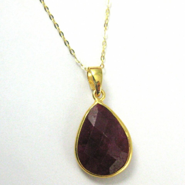 Ruby Bezel Gemstone Teardrop Pendant