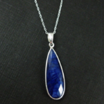 Bezel Gemstone Pendant with Blue-Sapphire Long Teardrop