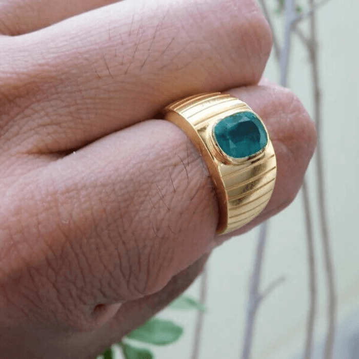 Quality Gold 14k w/ Rhodium CZ & Emerald-cut Blue CZ Mens Ring Y13807 - The  Diamond Family