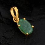 Natural Green Emerald Oval Gemstone Bezel Pendant