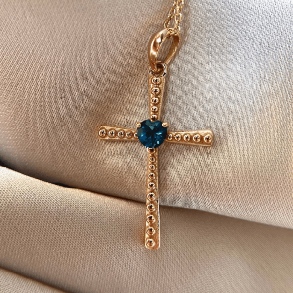 Blue Topaz Cross Pendant