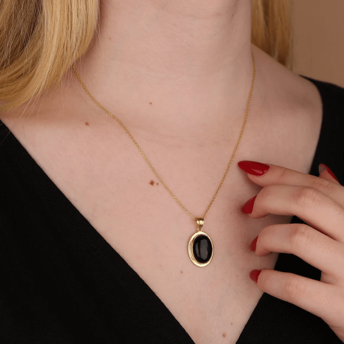 Buy Alluring Black Onyx and Diamond Desired Necklace Online | ORRA