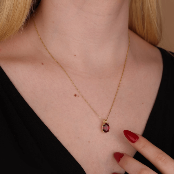 Vintage Halo Diamond Pear Ruby Necklace Rose Gold Drop Pendant | La More  Design