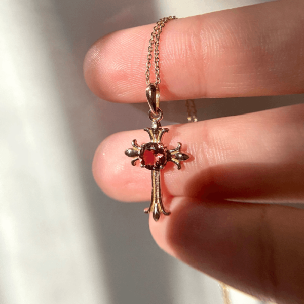 Pink Tourmaline Cross Pendant