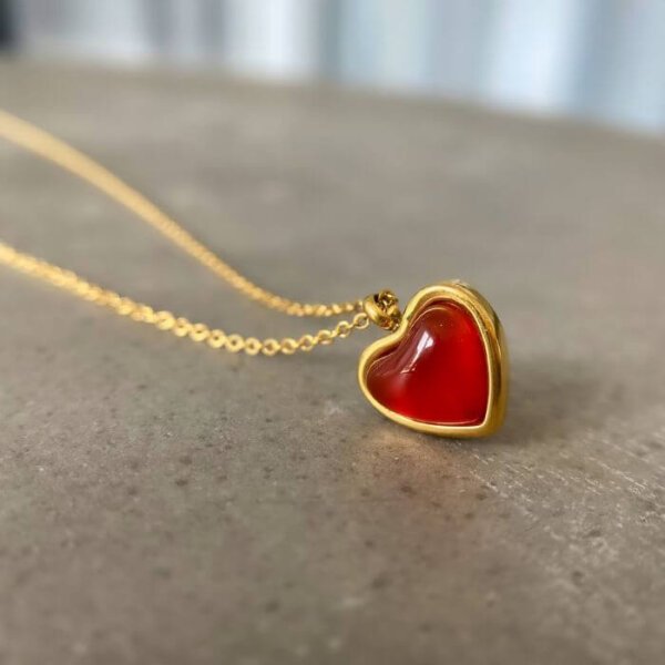 Love Necklace Red Heart Ruby Pendant