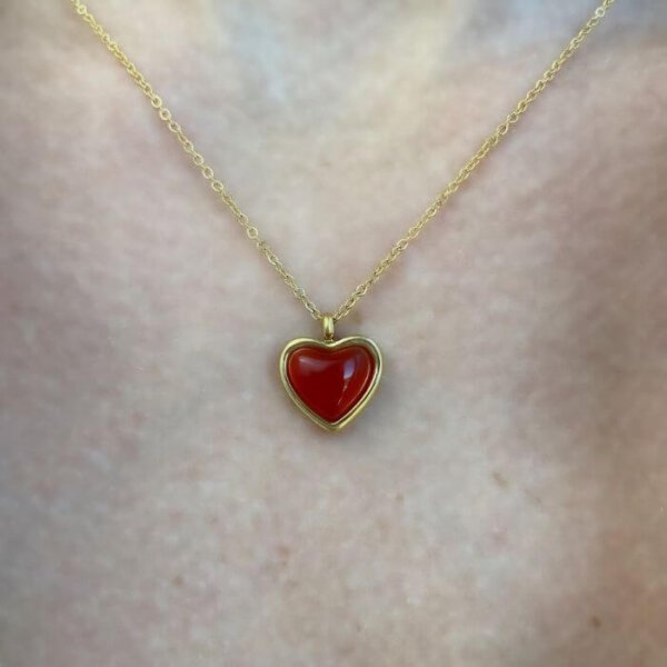 Love Necklace Red Heart Ruby Pendant