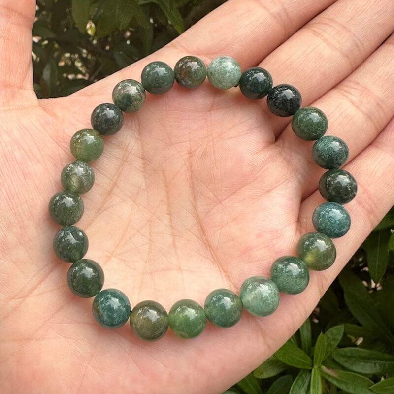 Moss Agate and Amazonite Bead Bracelet | Made In Earth US