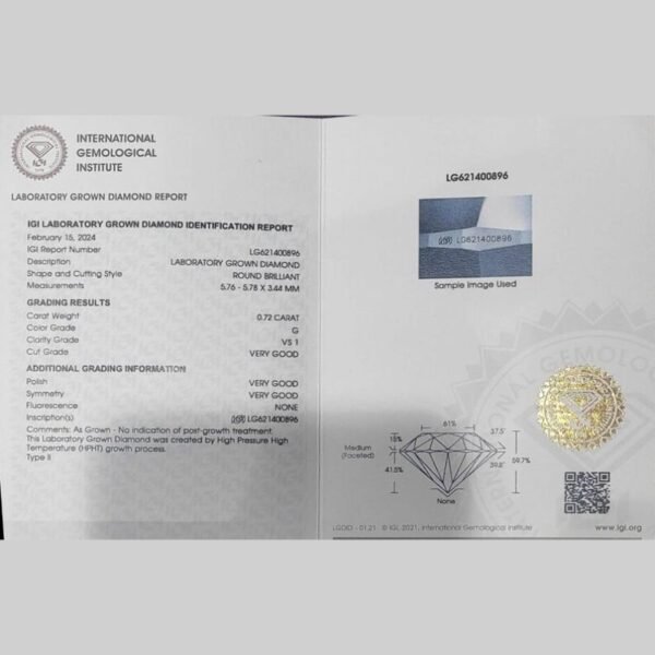 Loose Lab Grown Diamond Certificate