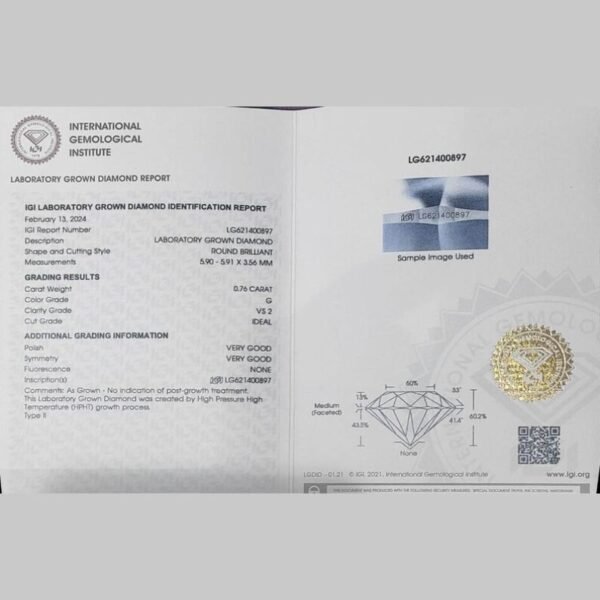 Loose Lab Grown Diamond Certificate