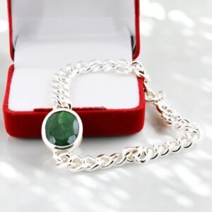 Natural Emerald (Panna) Bracelet in Silver