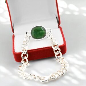 Natural Emerald (Panna) Bracelet in Silver