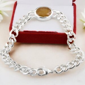 Yellow Sapphire (Pukhraj) Bracelet in Silver