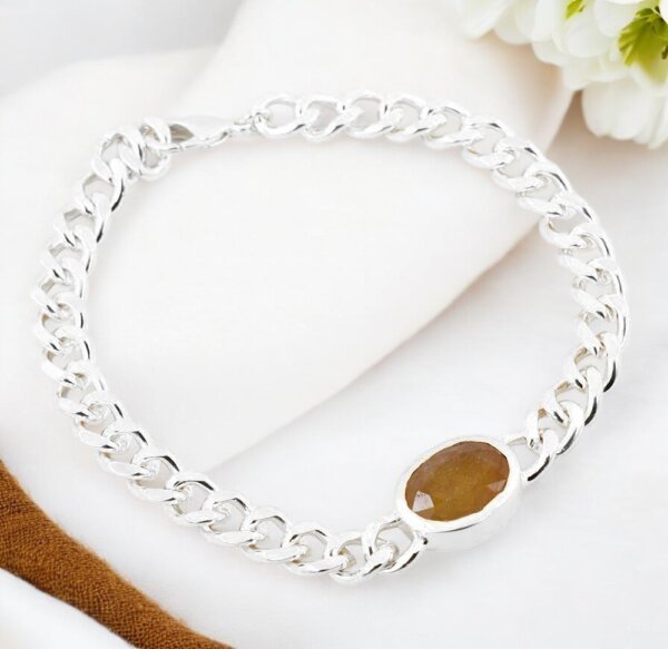 Yellow Sapphire (Pukhraj) Bracelet in Silver