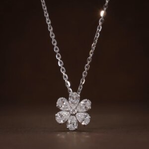 Pear Cut CVD Diamond Floral Pendant