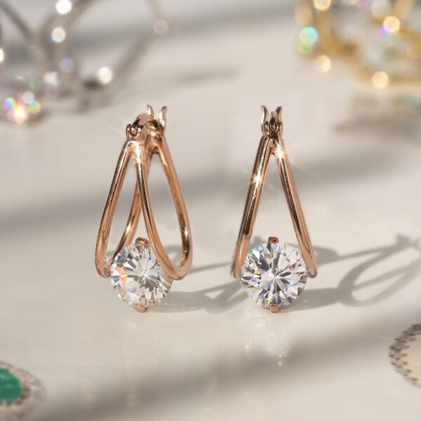 0.50 Cent Round CVD Diamond Earrings in Gold