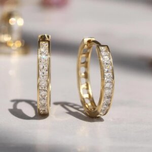 Princess Cut CVD Diamond Hoop Earrings