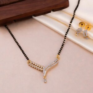 Graceful Gleam CVD Diamond Mangalsutra with Earrings