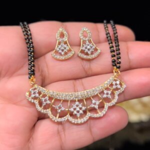 Elegant CVD Diamond Mangalsutra with Matching Earrings