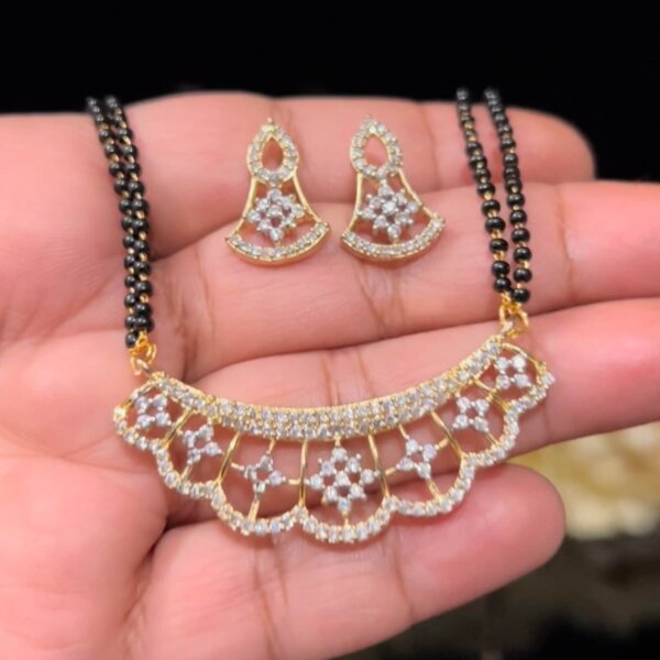 Elegant CVD Diamond Mangalsutra with Matching Earrings