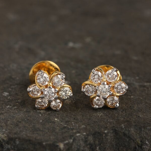 Dainty Floral CVD Diamond Earrings Studs