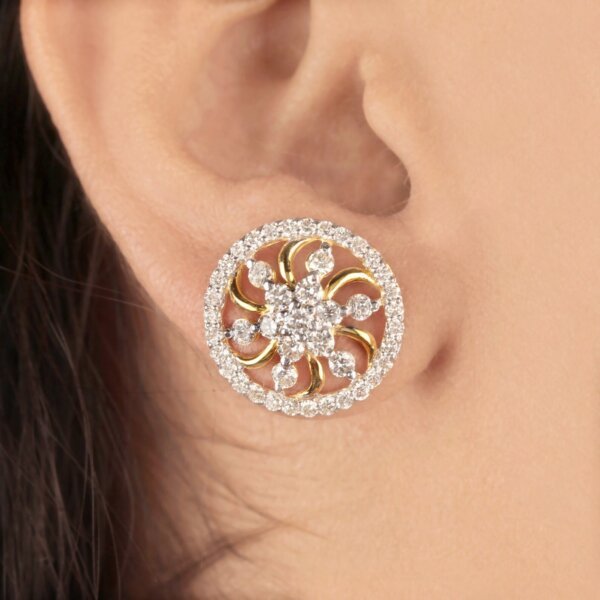 Golden Sunburst CVD Diamond Stud Earrings