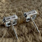 Emerald Cut CVD Diamond Halo Stud Earrings