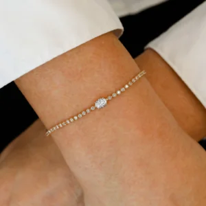 Oval Solitaire with Side Stone CVD Diamond Bracelet