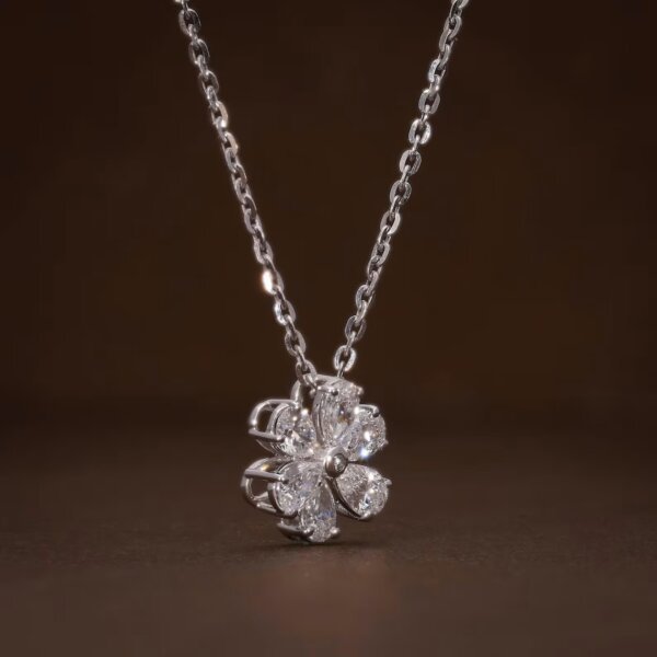 Pear Cut CVD Diamond Floral Pendant