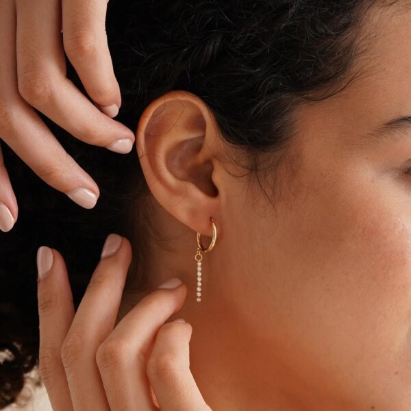 Simple Dangle Earring- CVD Diamond & Gold