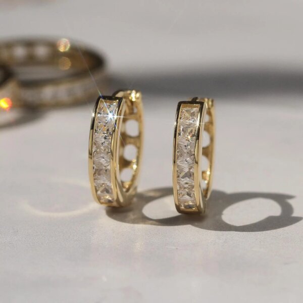 Princess Cut CVD Diamond Hoop Earrings