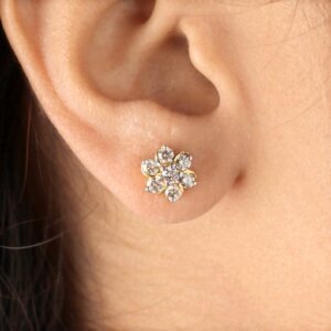 Dainty Floral CVD Diamond Earrings Studs