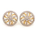 Golden Sunburst CVD Diamond Stud Earrings