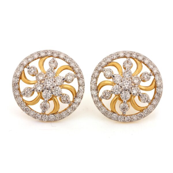 Golden Sunburst CVD Diamond Stud Earrings