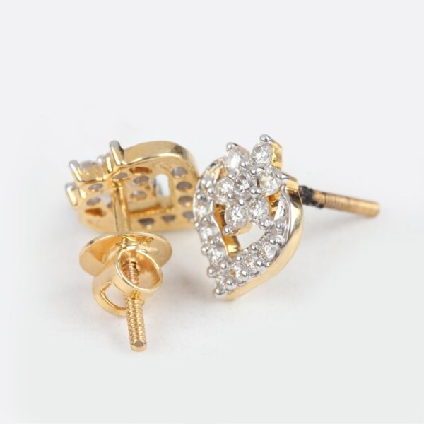 CVD Diamond Heart and Flower Stud Earrings