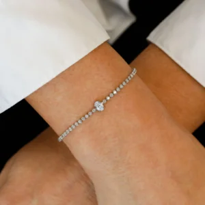 Oval Solitaire with Side Stone CVD Diamond Bracelet