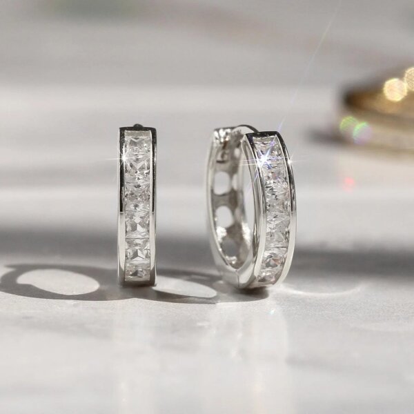 Princess Cut CVD Diamond Hoop Earrings