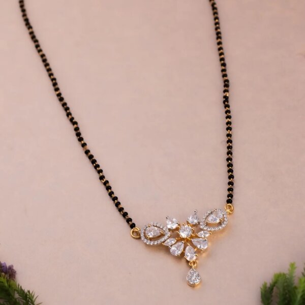 Floral CVD Diamond Mangalsutra with Earrings