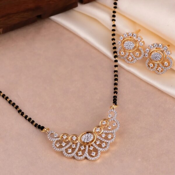 Classic Lab Grown Diamond Mangalsutra with Earrings