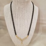 Radiant V-Shaped Diamond Mangalsutra with Dual Black Bead Chain