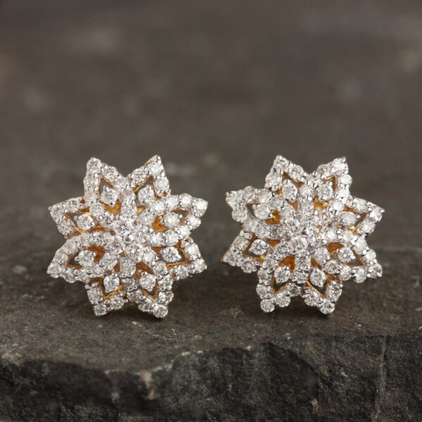 Lustrous Starburst CVD Diamond Stud Earrings