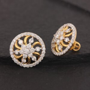 Golden Sunburst CVD Diamond Stud Earrings