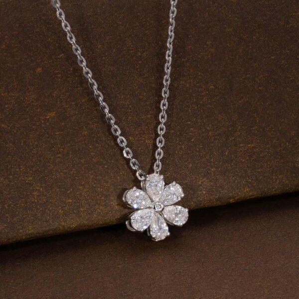 Pear Cut CVD Diamond Floral Pendant